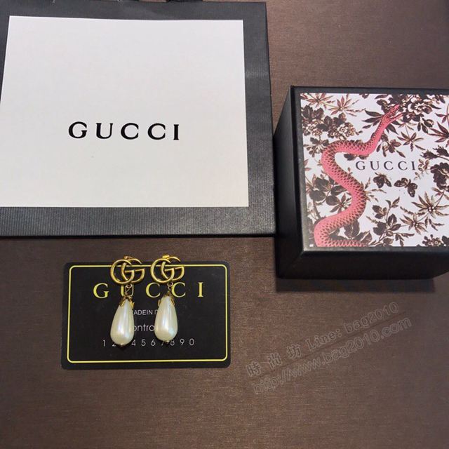 GUCCi飾品 古馳s925純銀針耳環 Gucci珍珠雙G耳釘  zgbq1184